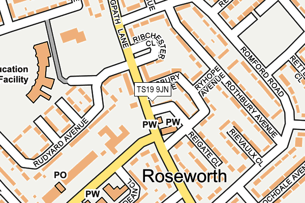 TS19 9JN map - OS OpenMap – Local (Ordnance Survey)