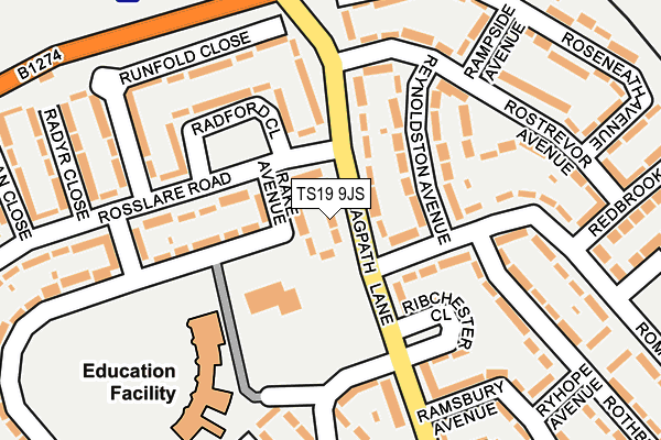 TS19 9JS map - OS OpenMap – Local (Ordnance Survey)