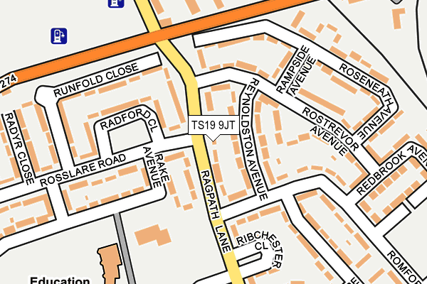 TS19 9JT map - OS OpenMap – Local (Ordnance Survey)