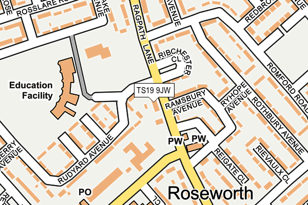 TS19 9JW map - OS OpenMap – Local (Ordnance Survey)