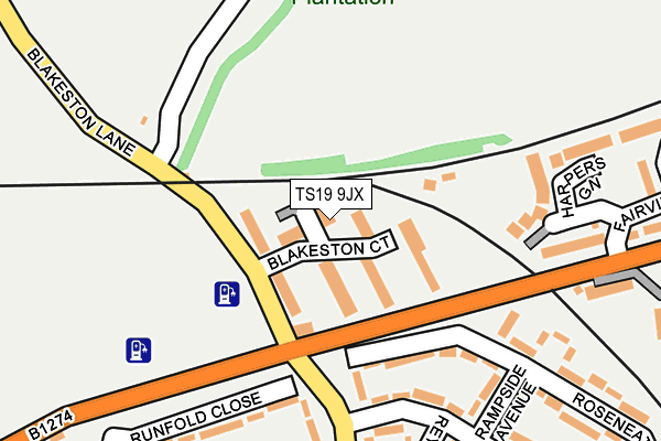 TS19 9JX map - OS OpenMap – Local (Ordnance Survey)