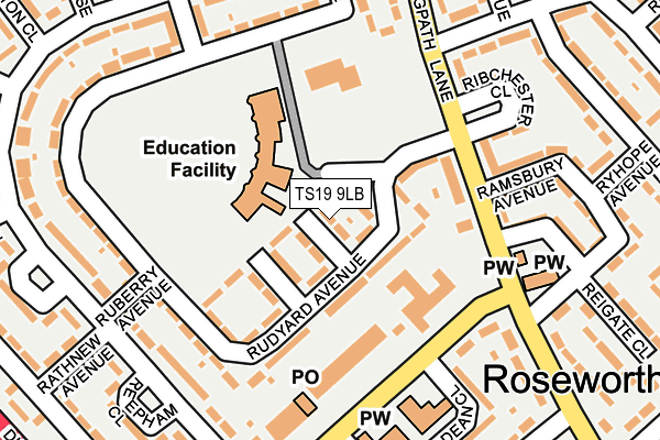 TS19 9LB map - OS OpenMap – Local (Ordnance Survey)