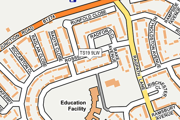 TS19 9LW map - OS OpenMap – Local (Ordnance Survey)