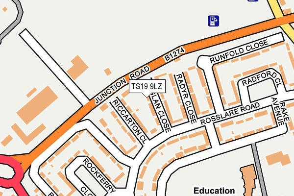 TS19 9LZ map - OS OpenMap – Local (Ordnance Survey)