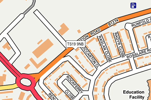 TS19 9NB map - OS OpenMap – Local (Ordnance Survey)