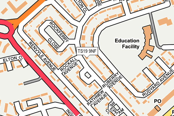 TS19 9NF map - OS OpenMap – Local (Ordnance Survey)