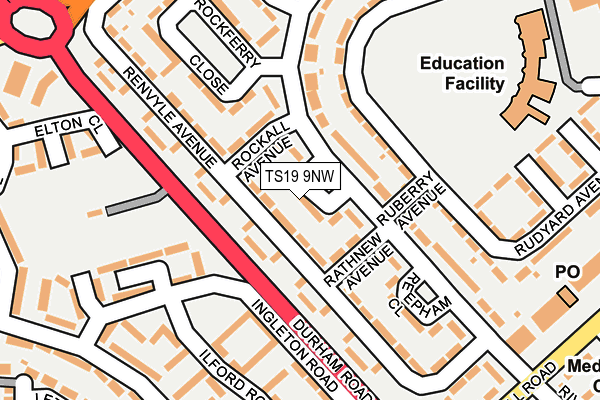 TS19 9NW map - OS OpenMap – Local (Ordnance Survey)