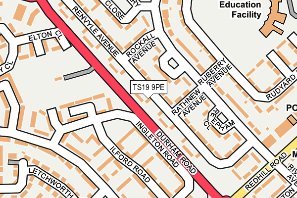 TS19 9PE map - OS OpenMap – Local (Ordnance Survey)