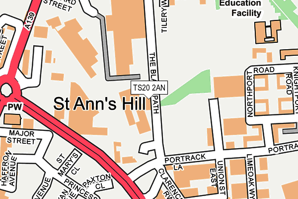 TS20 2AN map - OS OpenMap – Local (Ordnance Survey)