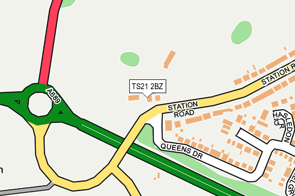 TS21 2BZ map - OS OpenMap – Local (Ordnance Survey)