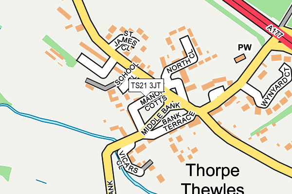TS21 3JT map - OS OpenMap – Local (Ordnance Survey)