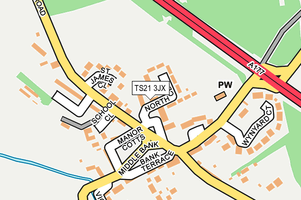 TS21 3JX map - OS OpenMap – Local (Ordnance Survey)