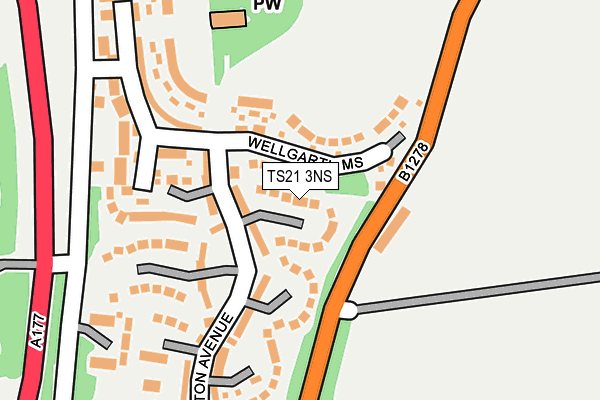 TS21 3NS map - OS OpenMap – Local (Ordnance Survey)