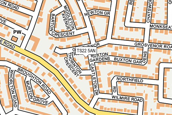 TS22 5AN map - OS OpenMap – Local (Ordnance Survey)