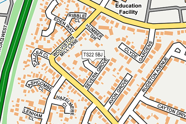 TS22 5BJ map - OS OpenMap – Local (Ordnance Survey)