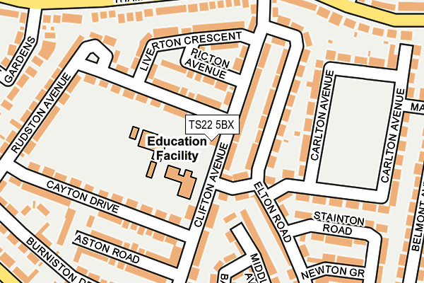 TS22 5BX map - OS OpenMap – Local (Ordnance Survey)