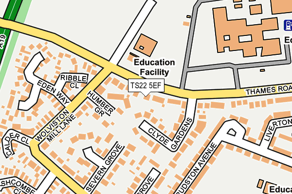 TS22 5EF map - OS OpenMap – Local (Ordnance Survey)