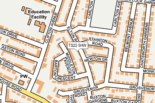 TS22 5HW map - OS OpenMap – Local (Ordnance Survey)