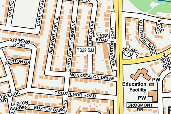 TS22 5JJ map - OS OpenMap – Local (Ordnance Survey)