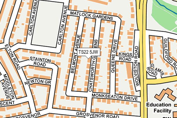 TS22 5JW map - OS OpenMap – Local (Ordnance Survey)