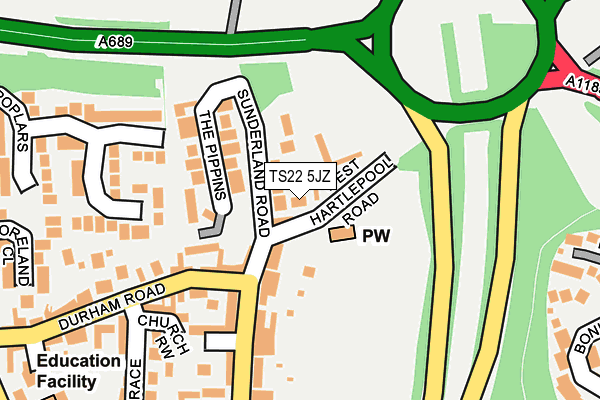TS22 5JZ map - OS OpenMap – Local (Ordnance Survey)