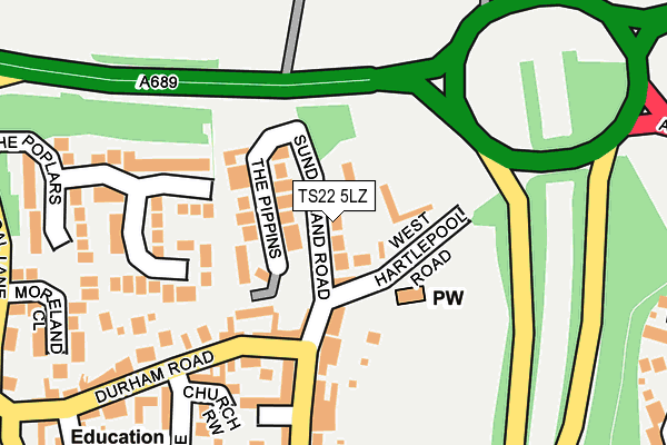 TS22 5LZ map - OS OpenMap – Local (Ordnance Survey)