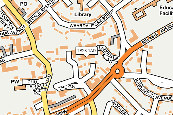 TS23 1AD map - OS OpenMap – Local (Ordnance Survey)