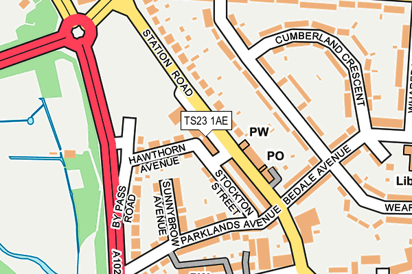 TS23 1AE map - OS OpenMap – Local (Ordnance Survey)