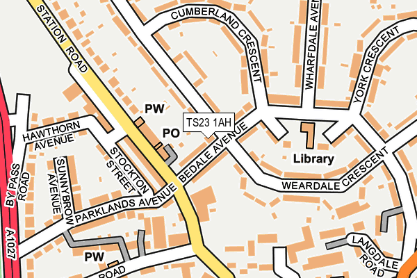 TS23 1AH map - OS OpenMap – Local (Ordnance Survey)