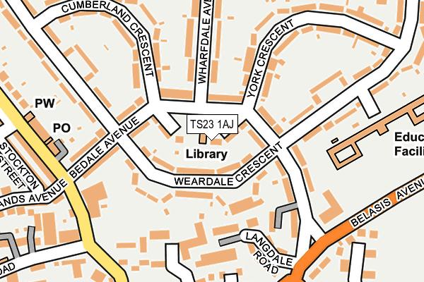 TS23 1AJ map - OS OpenMap – Local (Ordnance Survey)