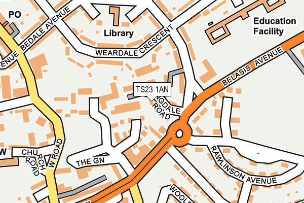 TS23 1AN map - OS OpenMap – Local (Ordnance Survey)