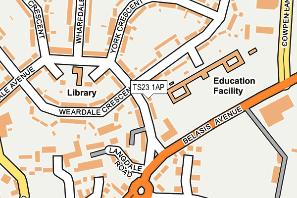 TS23 1AP map - OS OpenMap – Local (Ordnance Survey)