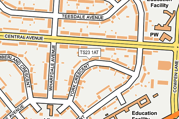 TS23 1AT map - OS OpenMap – Local (Ordnance Survey)
