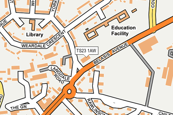 TS23 1AW map - OS OpenMap – Local (Ordnance Survey)