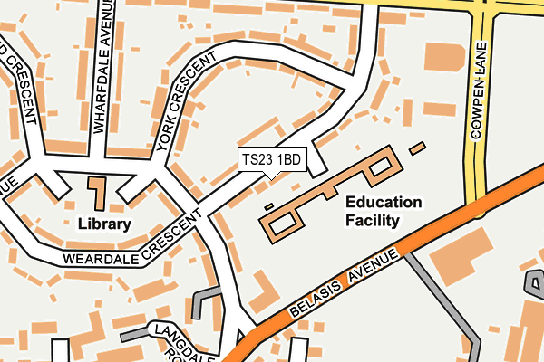 TS23 1BD map - OS OpenMap – Local (Ordnance Survey)