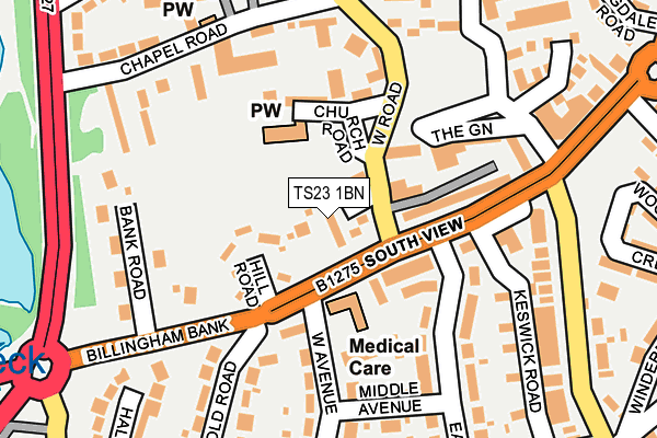 TS23 1BN map - OS OpenMap – Local (Ordnance Survey)