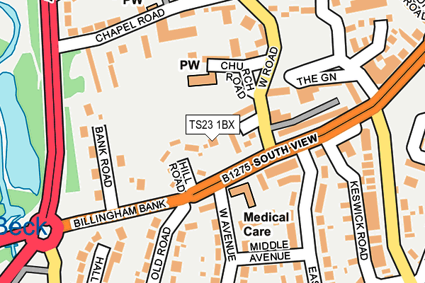 TS23 1BX map - OS OpenMap – Local (Ordnance Survey)