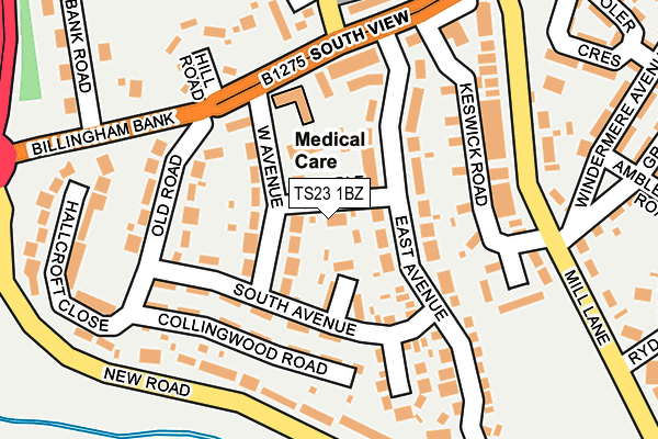 TS23 1BZ map - OS OpenMap – Local (Ordnance Survey)