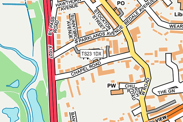 TS23 1DX map - OS OpenMap – Local (Ordnance Survey)
