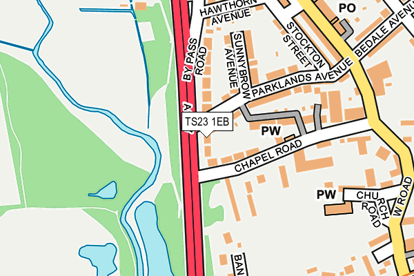TS23 1EB map - OS OpenMap – Local (Ordnance Survey)