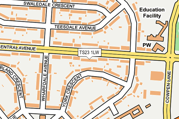 TS23 1LW map - OS OpenMap – Local (Ordnance Survey)