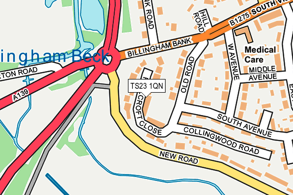 TS23 1QN map - OS OpenMap – Local (Ordnance Survey)