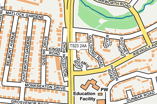 TS23 2AA map - OS OpenMap – Local (Ordnance Survey)