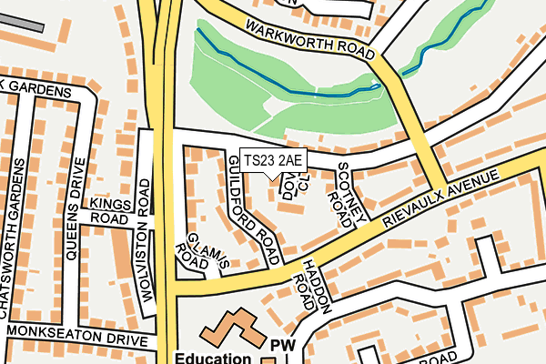TS23 2AE map - OS OpenMap – Local (Ordnance Survey)