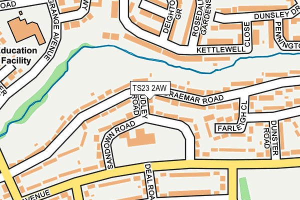 TS23 2AW map - OS OpenMap – Local (Ordnance Survey)