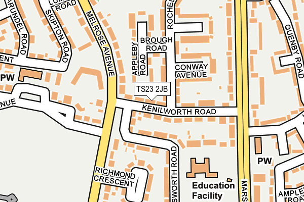 TS23 2JB map - OS OpenMap – Local (Ordnance Survey)