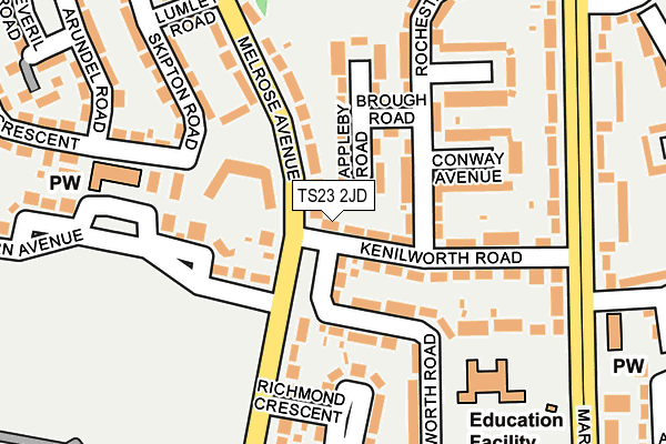 TS23 2JD map - OS OpenMap – Local (Ordnance Survey)