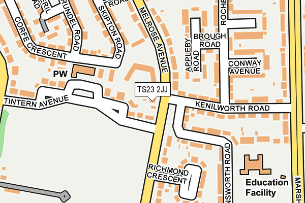 TS23 2JJ map - OS OpenMap – Local (Ordnance Survey)