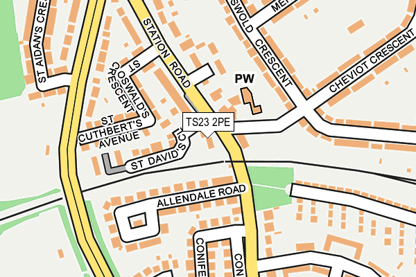 TS23 2PE map - OS OpenMap – Local (Ordnance Survey)