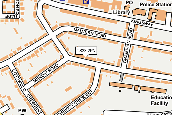 TS23 2PN map - OS OpenMap – Local (Ordnance Survey)